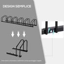 Rastrelliera Porta Biciclette 6 Posti 179x33x27 cm in Acciaio Nero