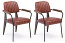 Set 2 Sedie Imbottite 60x63x81 cm Nelly in Ecopelle Arancio Scuro Vintage