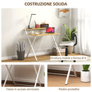 Scrivania Pieghevole 86x66x82 cm con Ripiano Rialzato in Legno e Acciaio Bianco 