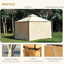 Gazebo da Giardino Impermeabile con Pannelli Laterali Beige 3x3m 