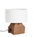 Lampada da Tavolo Ø35x40 cm E27 in Legno Pralume in Cotone Bianco