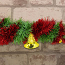 Ghirlanda Natalizia Intrecciata 280cm con Campane e Palline Rosso e Oro