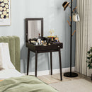 Tavolo da Trucco 2 in 1 60x50x85,5 cm con Specchio Ribaltabile e 2 Cassetti Nero   