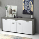 Madia Fiesta 4 ante 1 cassetto grigio cemento e bianco 177x40x76 cm