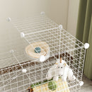 Recinto per Animali Domestici Piccoli con 36 Pannelli Modulabili con Porta in Metallo Bianco      