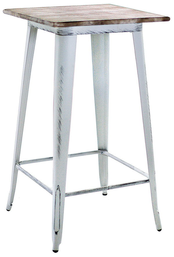 Table de Bar en Métal Plateau Bois Adami Bristol Blanc Antique online