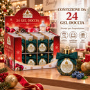 Set 24 Gel Doccia Natalizi 100 Ml Profumo Mirtillo Pallina Natale con Fiocco