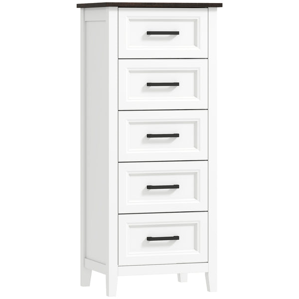online Cassettiera 45x35x106 cm con 5 Cassetti in MDF Bianco e Marrone