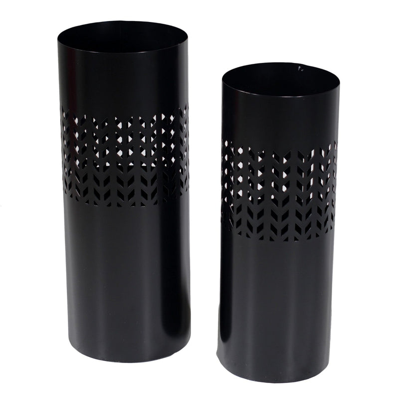 Set 2 Portaombrelli in Metallo ø24x24H60cm Frecce Nero