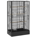 Gabbia per Uccelli 61x36.5x98 cm con Vassoio Estraibile e Posatoi Voliera per Pappagalli Nero      