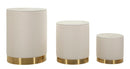 Set 3 Pezzi Pouf con Contenitore Shop Ø60x80 cm - Ø50x60 cm - Ø40x40 cm in Pino e MDF e Metallo      