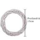 Set 12 Coroncine Bianche di Rattan Larghezza 15 cm