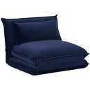 Poltrona da Pavimento 82x76x59 cm in Tessuto Effetto Velluto Blu Scuro