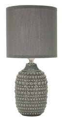 Lampada da Comodino Points Grigia Ø15x30,5 cm in Ceramica e Ferro e Tessuto Grigio      
