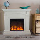 Cornice da Pavimento per Inserto Camino Elettrico 113,7x102,2x28,2 cm in MDF Sined Cetona Bianco