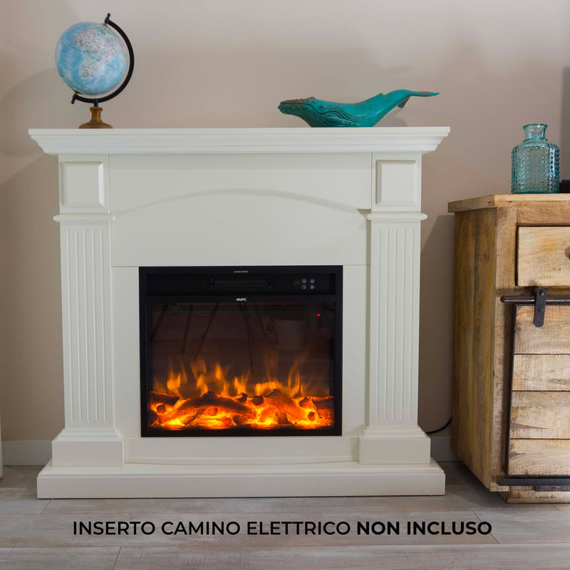 Cornice da Pavimento per Inserto Camino Elettrico 113,7x102,2x28,2 cm in MDF Sined Cetona Bianco