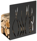 Portalegna da Parete o Appoggio 37x24x32,5 cm Crea Fuoco in Acciaio Verniciato Nero 