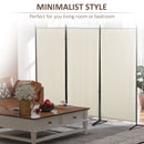 Paravento Separé da Interno a 3 Pannelli Pieghevole 253x50x182 cm in Metallo e Poliestere Beige