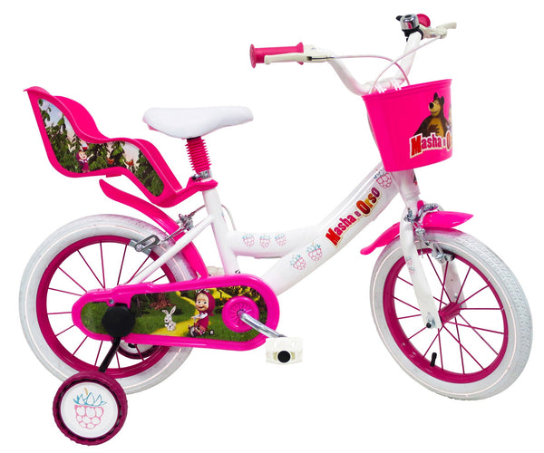 acquista Vélo pour Fille 14" 2 Freins Masha et Ours Blanc
