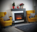 Camino Elettrico da Pavimento 120x127x30 cm Effetto Fiamma 1950W Neon & Mirabella Bianco/grigio