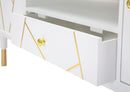 Porta Tv Luxy 140x50x55 cm in Legno e MDF e in Ferro Bianco e Oro