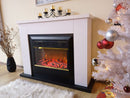 Camino Elettrico da Pavimento 85,5x115x27 cm Effetto Fiamma 1500W Brooklyn & Mars Bianco/nero