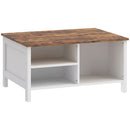 Cassapanca Contenitore 80x60x40 cm con Coperchio Sollevabile in Pannello Truciolare e Metallo Marrone Rustico      