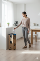 Pattumiera Per Raccolta Rifiuti 28x28xh70 cm in Cartone Con Stampa Grafica Carta Beige