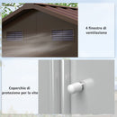 Casetta da Giardino Porta Attrezzi con Doppia Porta Scorrevole 236x196x208 cm con Pannelli in Acciaio Effetto Legno Marrone 