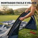 Tenda Tunnel 2-4 Persone 480x300x213 cm Camera da Letto Zona Giorno Impermeabile in Fibra di Vetro e Poliestere Blu Navy      