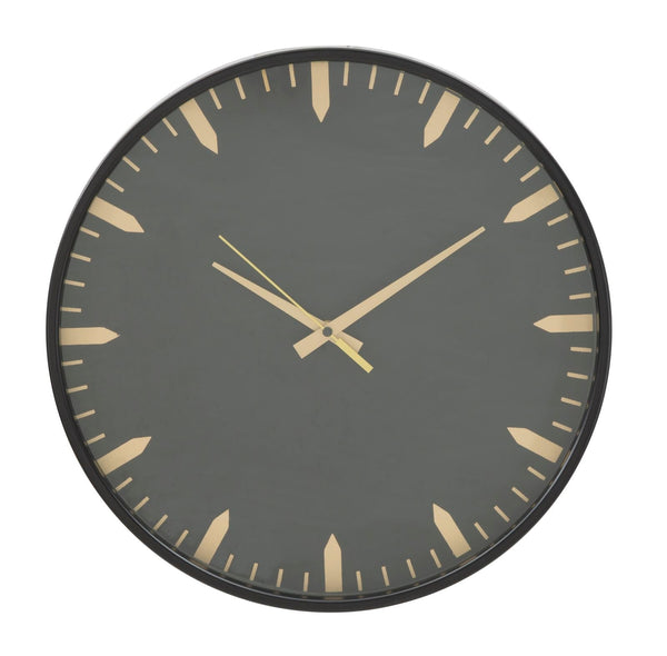 Glam Elegant Ø40x6 cm Horloge Murale en Fer MDF et Verre Doré et Noir sconto