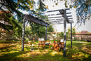 Pergola da Giardino 4x3x2,3 m in Alluminio Grigio Antracite con Telo di Copertura 140g/mq Ruggine