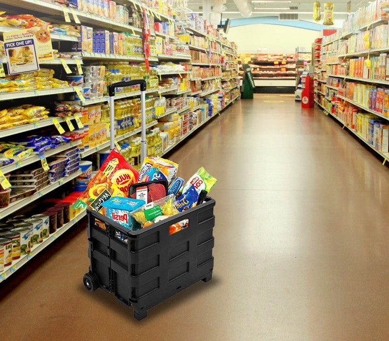 Carrello Portaspesa 36x38x33 cm Max 25Kg in Plastica Nero