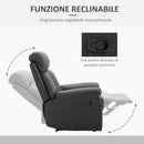 Poltrona Relax Classica in Similpelle Schienale Reclinabile e Poggiapiedi Nera 