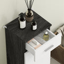 Mobile Bagno 35x30x77,5cm con Cassetto e Armadietto in Legno Bianco e Nero  
