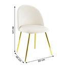 Set 4 Sedie 50x45x80 cm in Tessuto Vellutato Piedi Oro Beige
