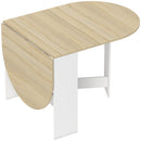 Tavolo Pieghevole per 6 Persone 163x80x75 cm con 2 Ribalte Ovale in Legno Color Legno      