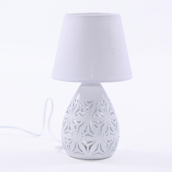 Lampada da Tavolo Ø15xH26 cm in Metallo Bombata Bianca acquista