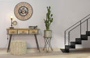 Console Bronxs 118x45,5x80,5 cm in Ferro e Legno di Abete Nero e Grigio