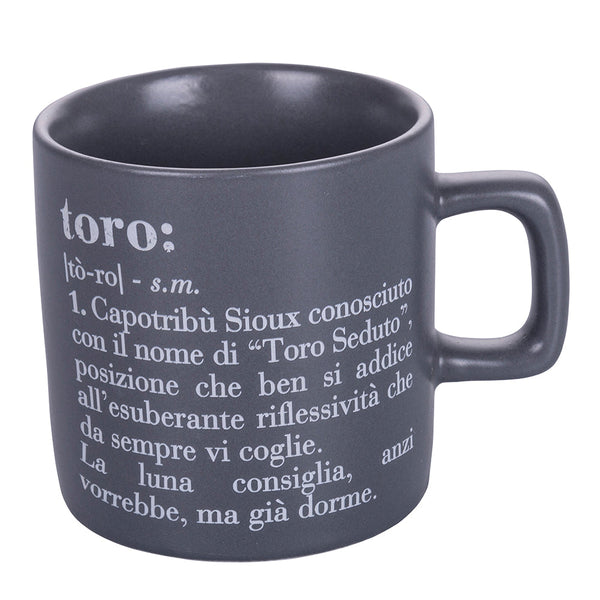 sconto Tasse à café Zodiaco "toro" Ø6x6,5 cm en Bone China VdE Tivoli 1996 Gris Foncé