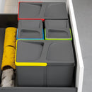 Base 3 Posti per Pattumiera Differenziata per Cassetti Cucina 90 cm in Plastica Emuca Grigio