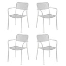 Set 4 sedie da Giardino con Braccioli 57x45/58x81,5h cm in Metallo Aura Grigio