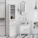 Mobile Colonna Bagno Salvaspazio con Armadietto Cassetto e Ripiani 40x27x171,5 cm in MDF Bianco