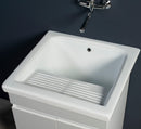 Mobile Lavatoio in Ceramica 2 Ante e Strofinatoio Integrato 60x50x86A cm Grigio Cemento