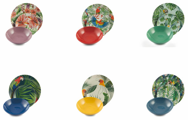 Service De Table 18 Pièces en Porcelaine et Grès VdE Tivoli 1996 Perroquet Jungle acquista