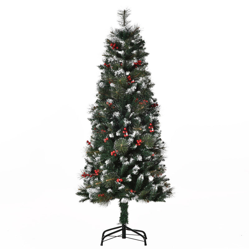 Albero di Natale Artificiale Innevato 150 cm 360 Rami con Bacche Verde