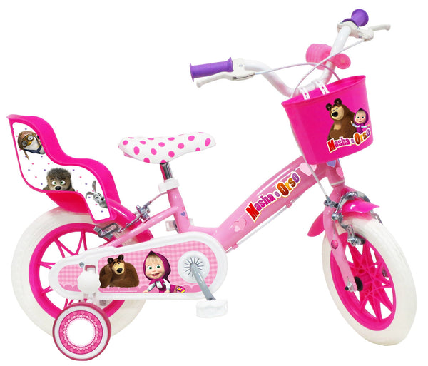 online Vélo Fille 12" 2 Freins Pneus EVA Macha et l'Ours Rose