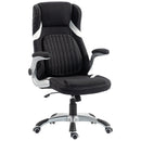 Sedia da Ufficio Ergonomica 68x76x109-117 cm con Supporto Lombare e Altezza Regolabile in Tessuto Effetto Lino Nero      
