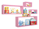 Set 3 Mensole Cubo da Parete Quadrato e Rettangolare in Fibra di Legno Merlino Rosa Blush