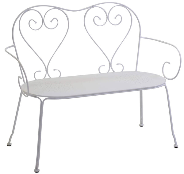 prezzo Banc de jardin 2 places 106x52x43/88 cm en métal blanc vieilli